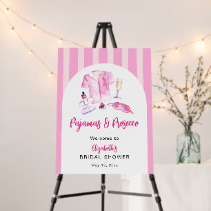Pajamas and Prosecco Bridal Shower Welcome Stripes Foam Board
