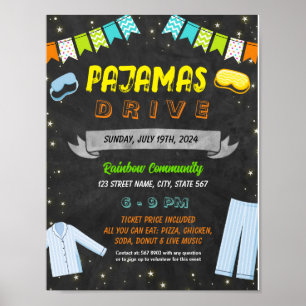 Pajamas drive event template poster