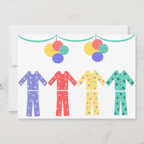 Pajamas In A Row Pajama Party Invitation