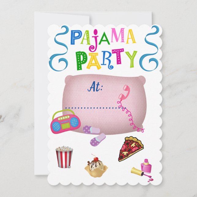 Pajamas party invitation (Front)