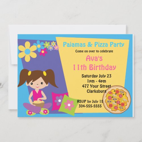 Pajamas &amp; Pizza Party Personalized Invite