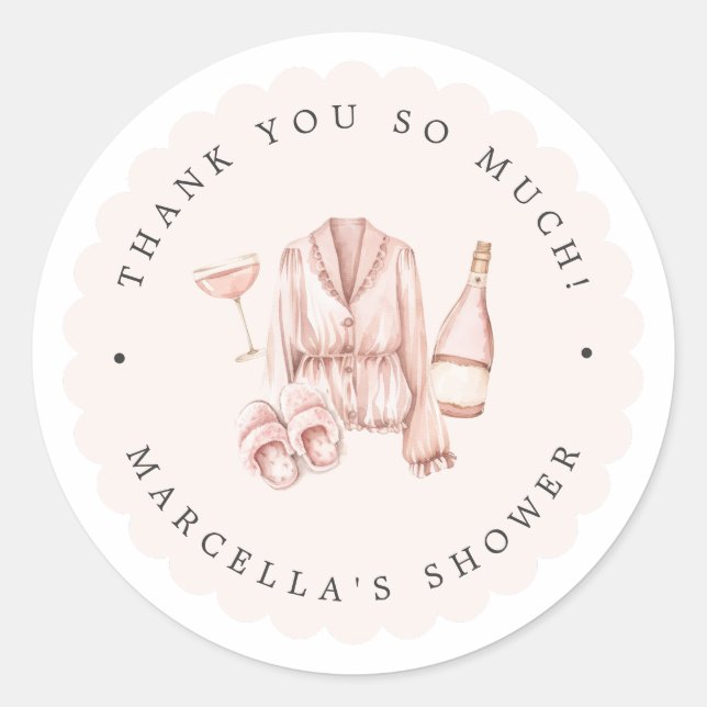 Pajamas & Prosecco Bridal Shower Bachelorette Classic Round Sticker (Front)