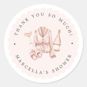 Pajamas & Prosecco Bridal Shower Bachelorette Classic Round Sticker