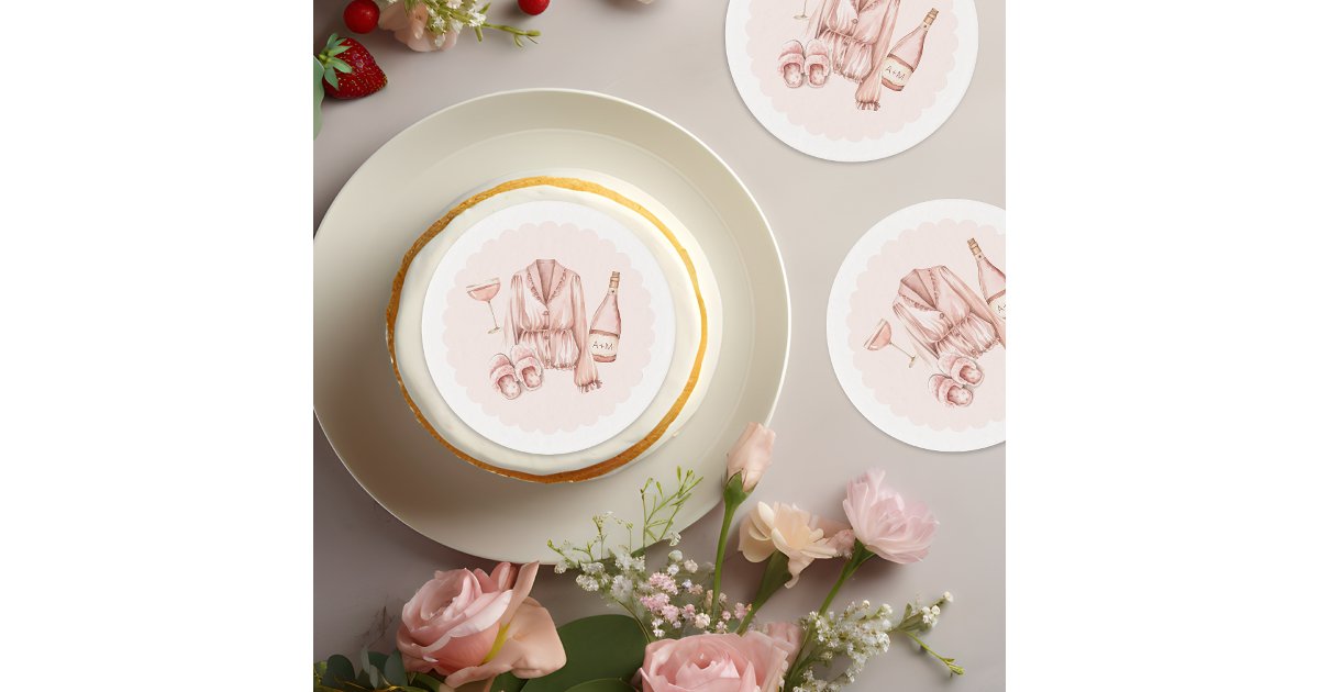 Pajamas & Prosecco Bridal Shower Bachelorette Edible Frosting Rounds ...