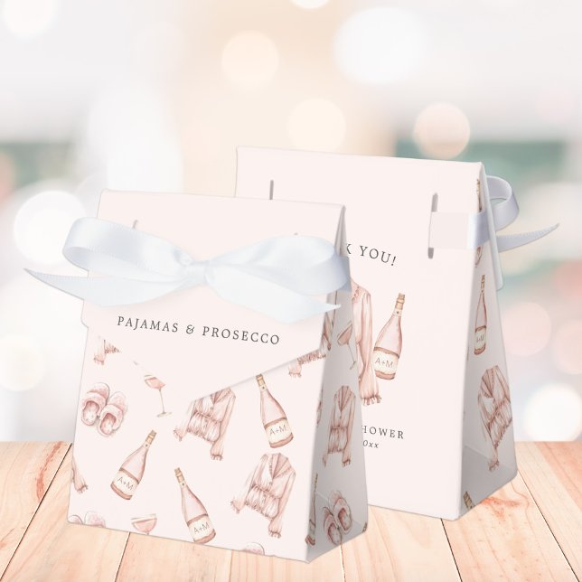 Pajamas & Prosecco Bridal Shower Bachelorette Favor Boxes (Creator Uploaded)