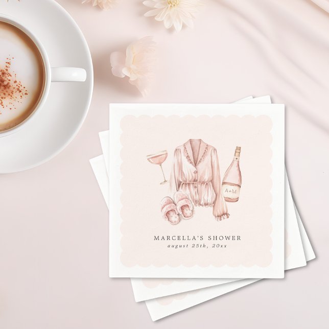 Pajamas & Prosecco Bridal Shower Bachelorette Napkins (Creator Uploaded)
