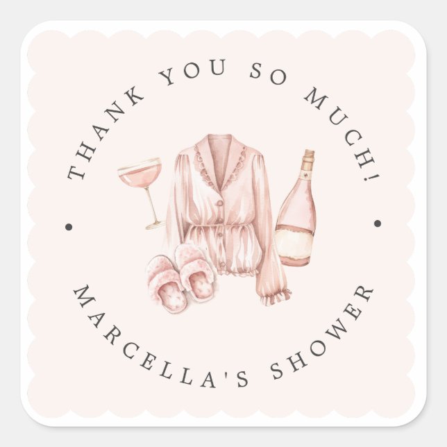 Pajamas & Prosecco Bridal Shower Bachelorette Square Sticker (Front)