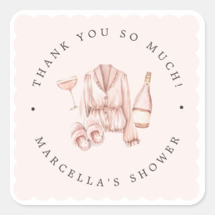 Pajamas & Prosecco Bridal Shower Bachelorette Square Sticker