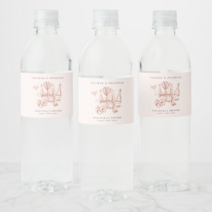 Pajamas & Prosecco Bridal Shower Bachelorette Water Bottle Label