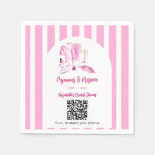 Pajamas & Prosecco Bridal Shower QR Photo Share Napkins