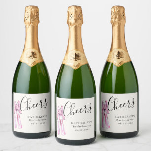 Pajamas Prosecco Chic Bachelorette Party Thank You Sparkling Wine Label