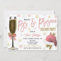 Pajamas & Prosecco Christmas Party Invitation