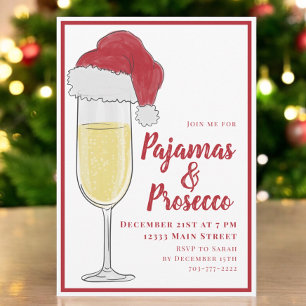 Pajamas & Prosecco Christmas Party Invitation