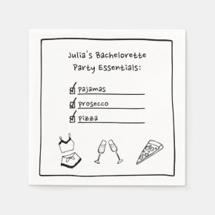 Pajamas & Prosecco Handwritten Bachelorette Party Napkins