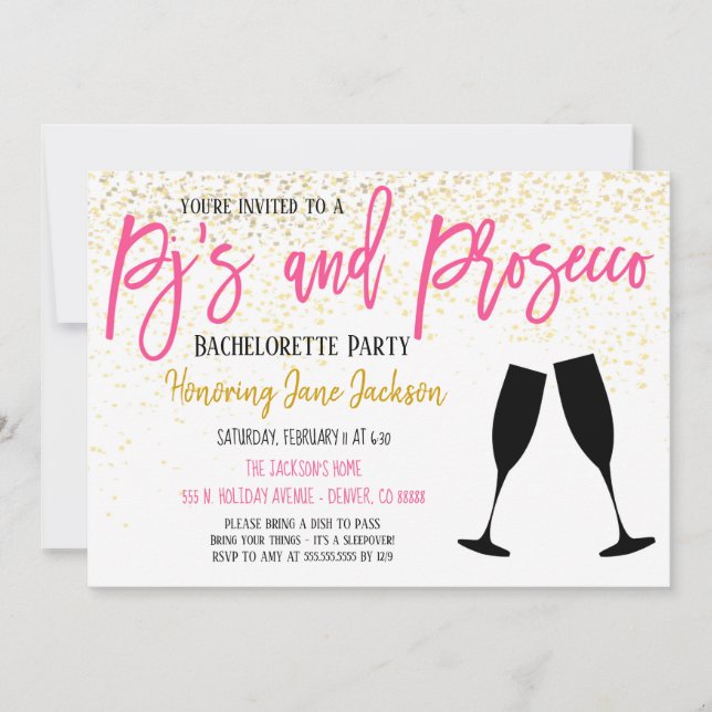 Pajamas & Prosecco Party Invitation (Front)
