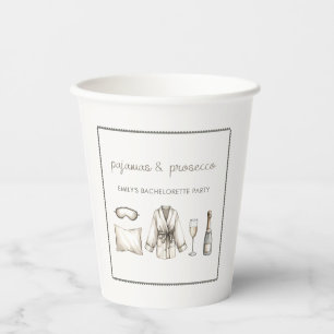 Pajamas & Prosecco Personalized Bachelorette Party Paper Cups