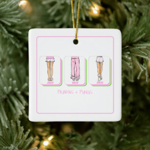 Pajamas & Pungs Mahjong Ladies Personalized Ceramic Ornament