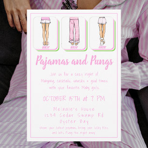 Pajamas & Pungs Mahjong Pajama Party Girls Night Invitation