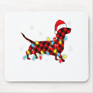 Pajamas Red Buffalo Plaid Dachshund Dog Merry Chri Mouse Pad