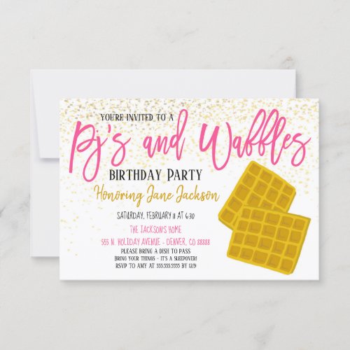 Pajamas  Waffles Party Invitation