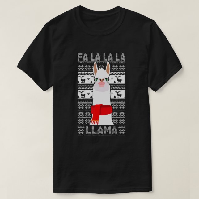 Pajamas Xmas Fa La La Llama Kids Women Christmas P T-Shirt (Design Front)