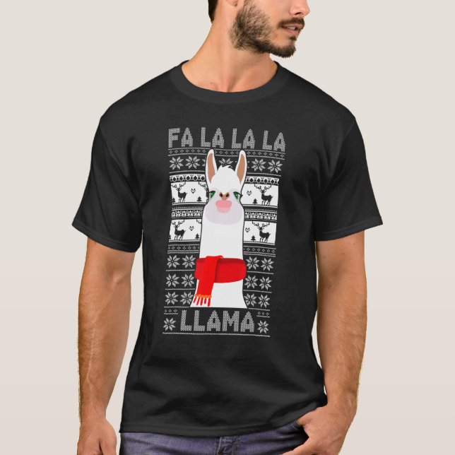 Pajamas Xmas Fa La La Llama Kids Women Christmas P T-Shirt (Front)