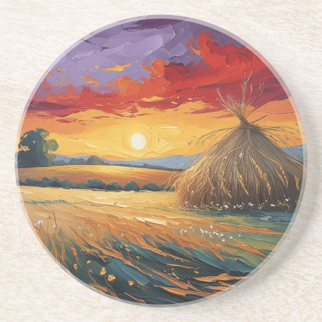 Pajar solitario al atardecer coaster (Front)