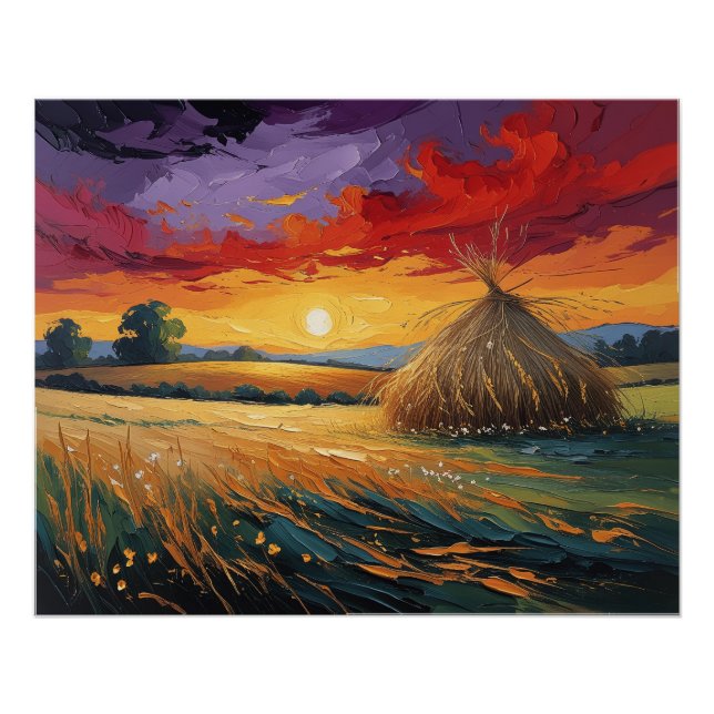 Pajar solitario al atardecer poster (Front)