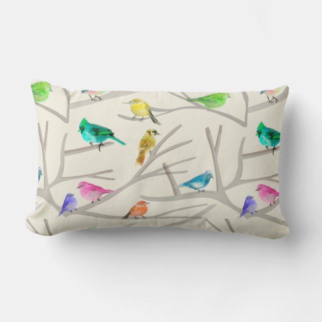 pájaros en las ramas lumbar pillow (Front)