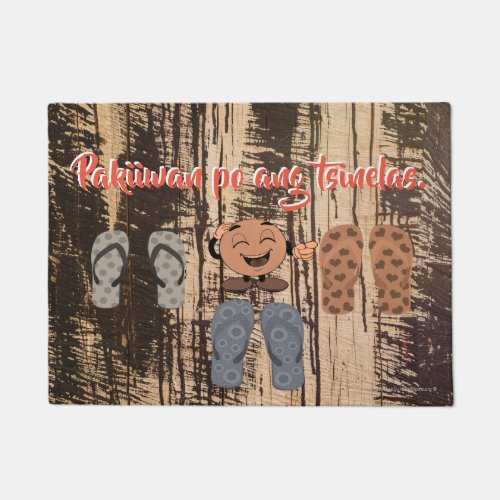Pakiiwan po ang tsinelas brown  vintage wood doormat