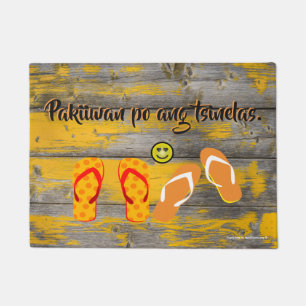 Pakiiwan po ang tsinelas "vintage yellow wood" doormat