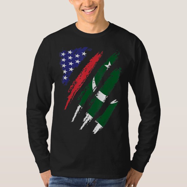 Pakistan American Grown Flag USA Patriot Heritage  T-Shirt (Front)