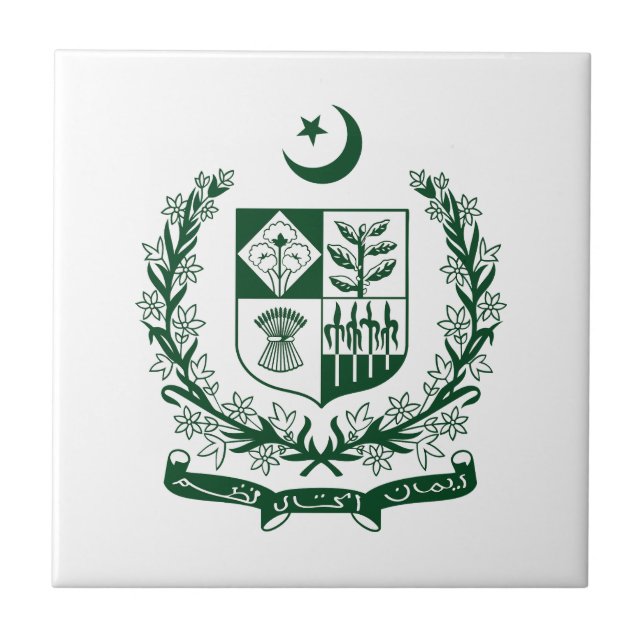 Pakistan country coat arms symbol emblem eagle ceramic tile (Front)