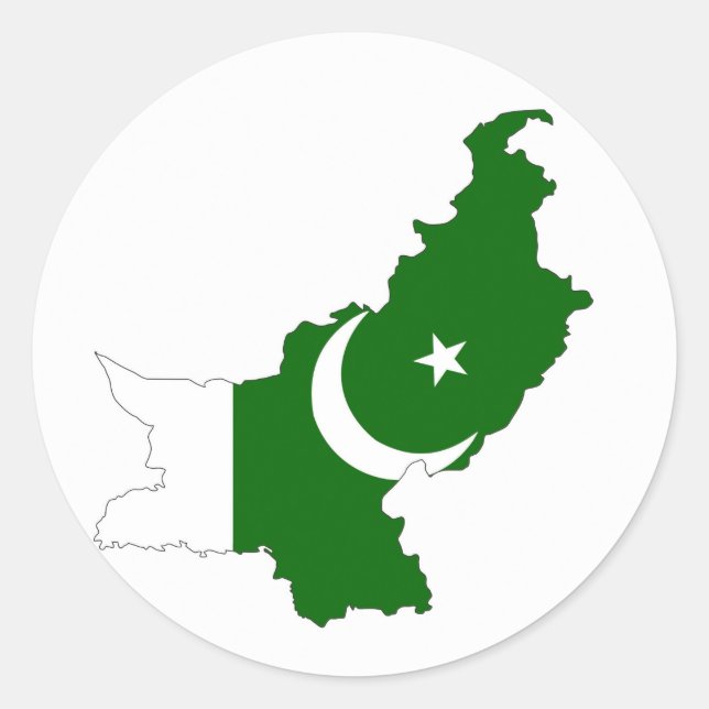 pakistan country flag map shape symbol classic round sticker (Front)