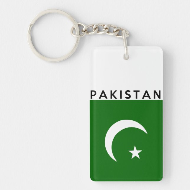 pakistan country flag text name keychain (Front)