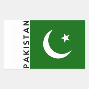 pakistan country flag text name rectangular sticker