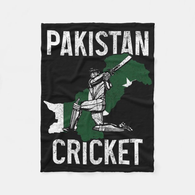 Pakistan Cricket Player Pakistani Flag Pride Vinta Fleece Blanket (Front)