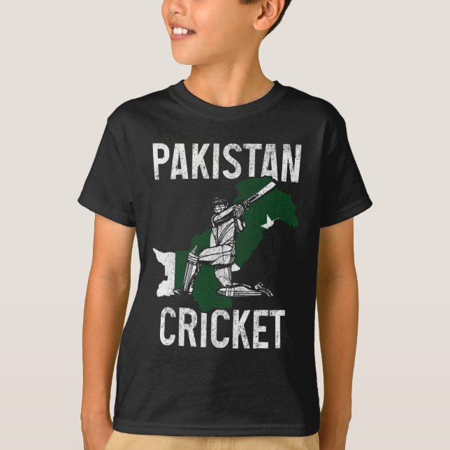 Pakistan Cricket Player Pakistani Flag Pride Vinta T-Shirt (Front)