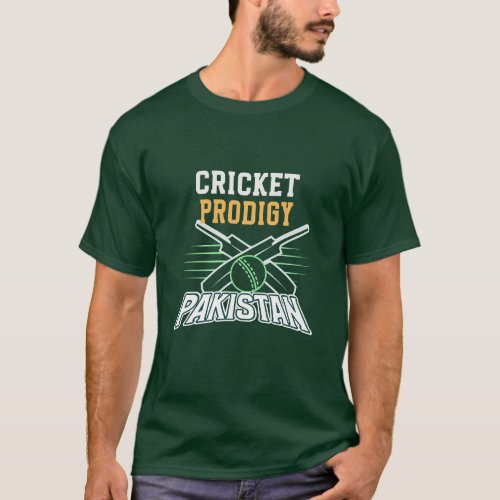Pakistan Cricket Prodigy Green Design T_Shirt