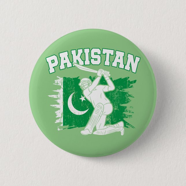 Pakistan Cricket Star, Pakistan Cricket Gift Button (Front)
