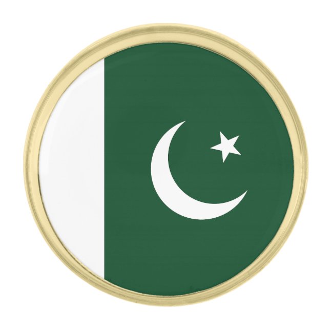 Pakistan Flag Gold Finish Lapel Pin (Front)