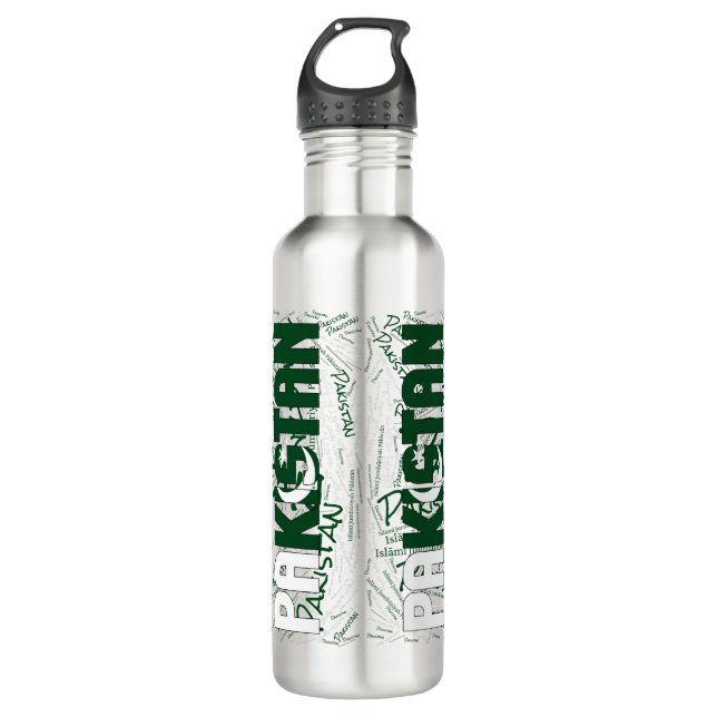 Pakistan Flag Gorgeous Patriotic Stainless Steel Water Bottle (Front)
