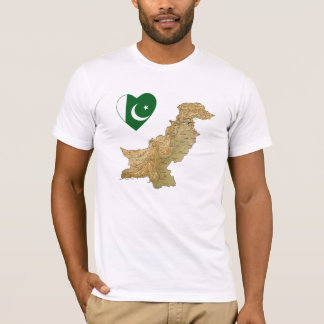 Pakistan Flag Heart and Map T-Shirt