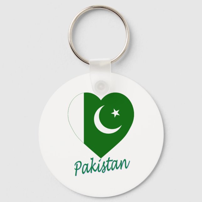 Pakistan Flag Heart Keychain (Front)