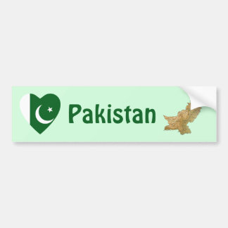 Pakistan Flag Heart + Map Bumper Sticker