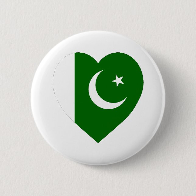 Pakistan Flag Heart Pinback Button (Front)