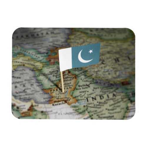 Pakistan flag in map magnet