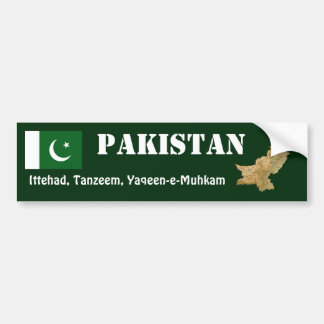 Pakistan Flag + Map Bumper Sticker