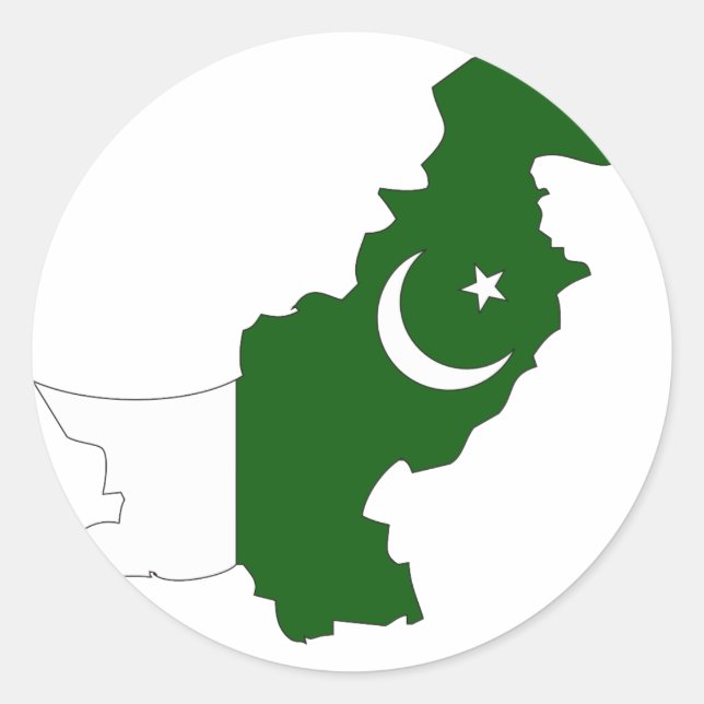 Pakistan flag map classic round sticker (Front)