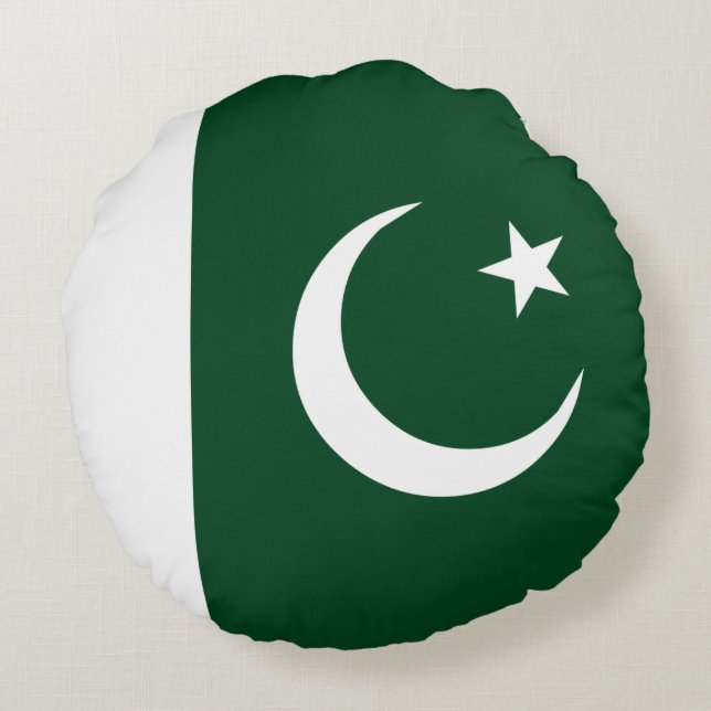 Pakistan Flag Round Pillow (Back)